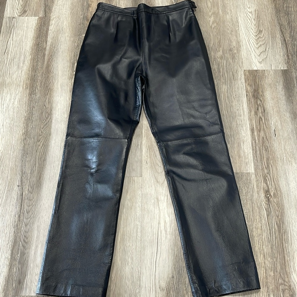 Clio Leather pants size 10 high rise biker style black genuine leather